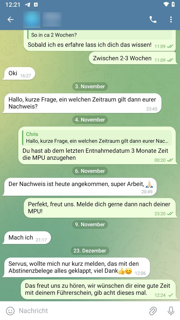 Klienten-Feedback aus unserem Telegram-Kanal